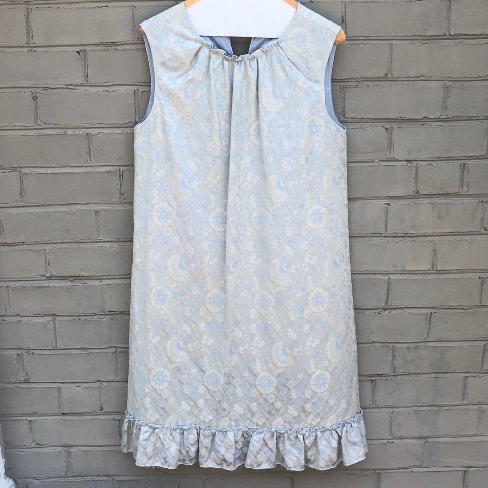 Vintage Elie Tahari Silver/Blue BrocadeShift Dress